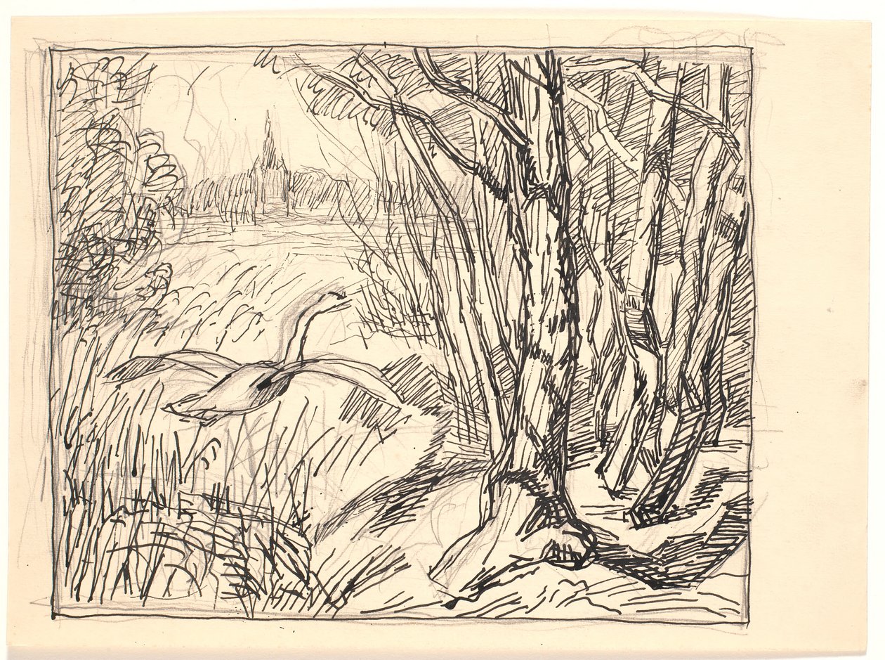 Paesaggio con cigno in volo da Fritz Syberg