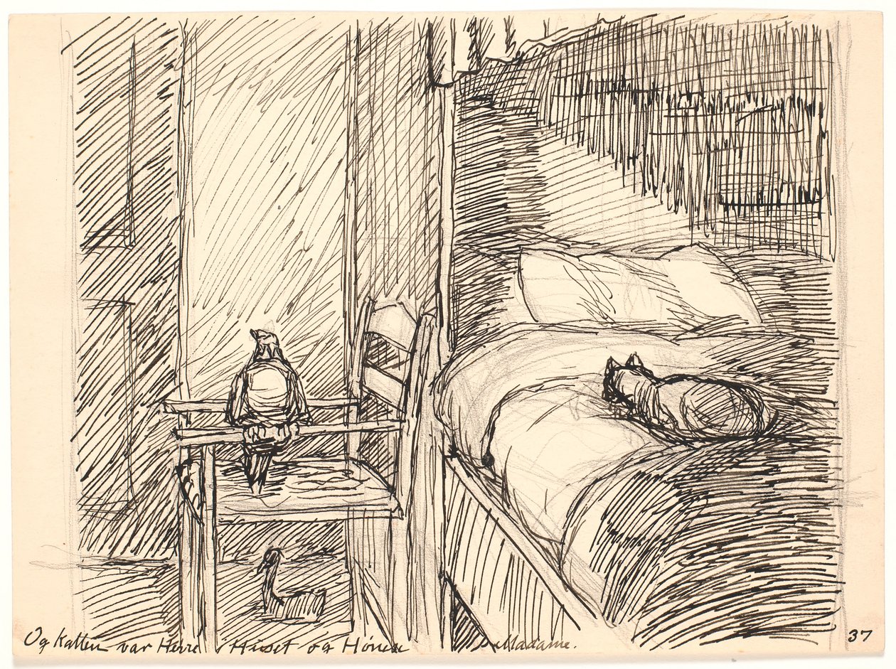 E il gatto era il padrone della casa e la gallina Madame da Fritz Syberg