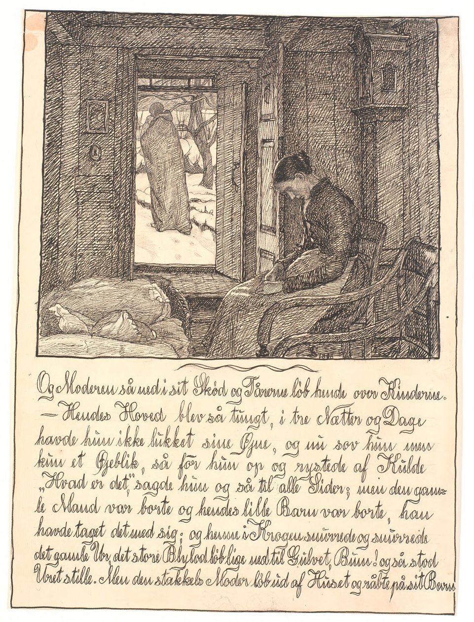 E la madre guardò in grembo, e le lacrime le scorrevano sulle guance... da Fritz Syberg