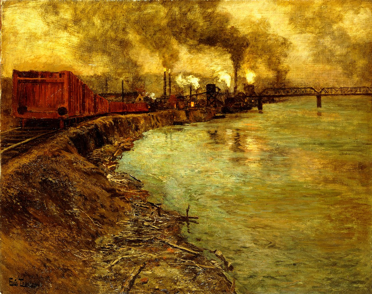 Treno merci al crepuscolo da Frits Thaulow