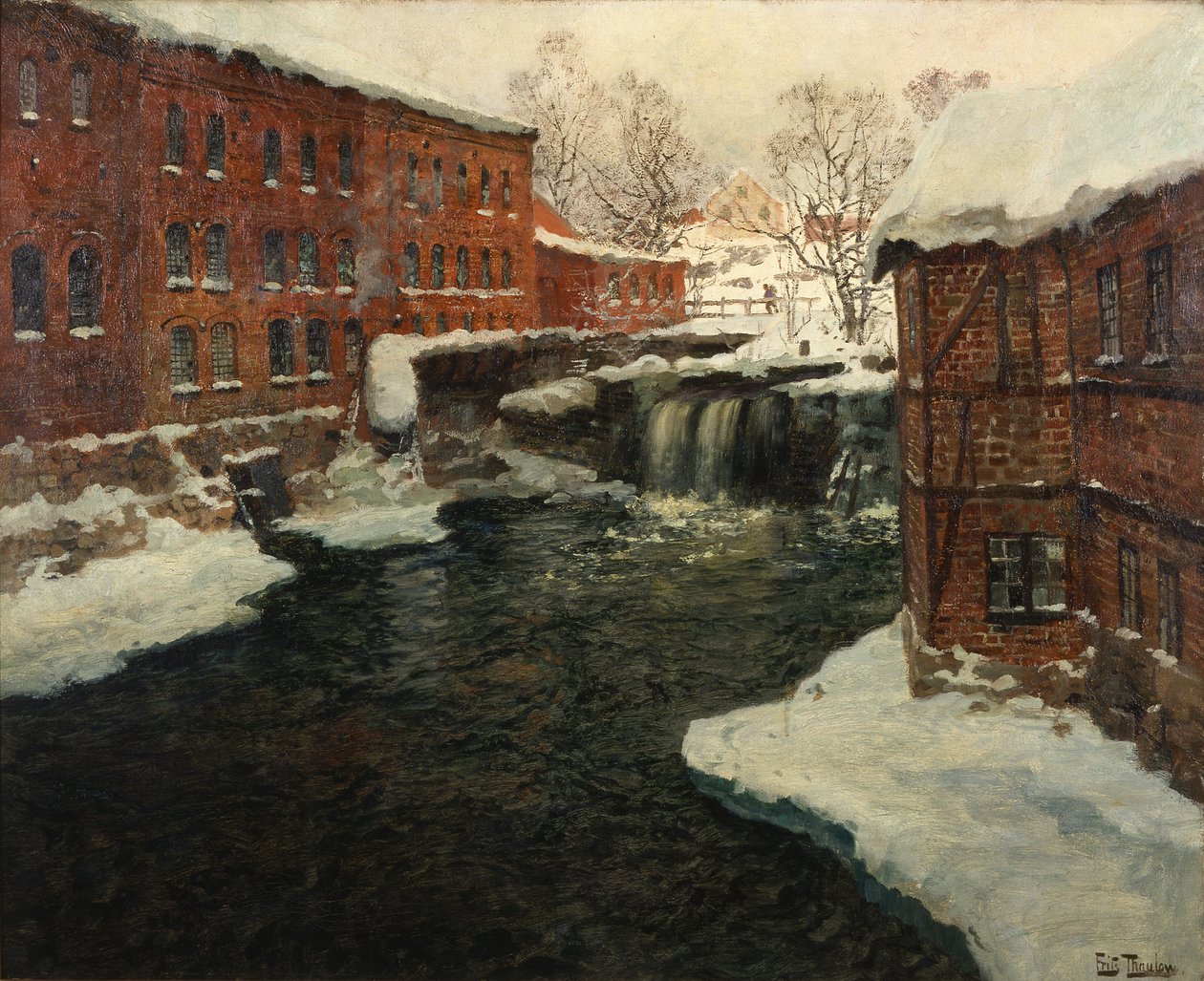 Scena di mulino, 1885-90 circa (olio su tela) da Fritz Thaulow