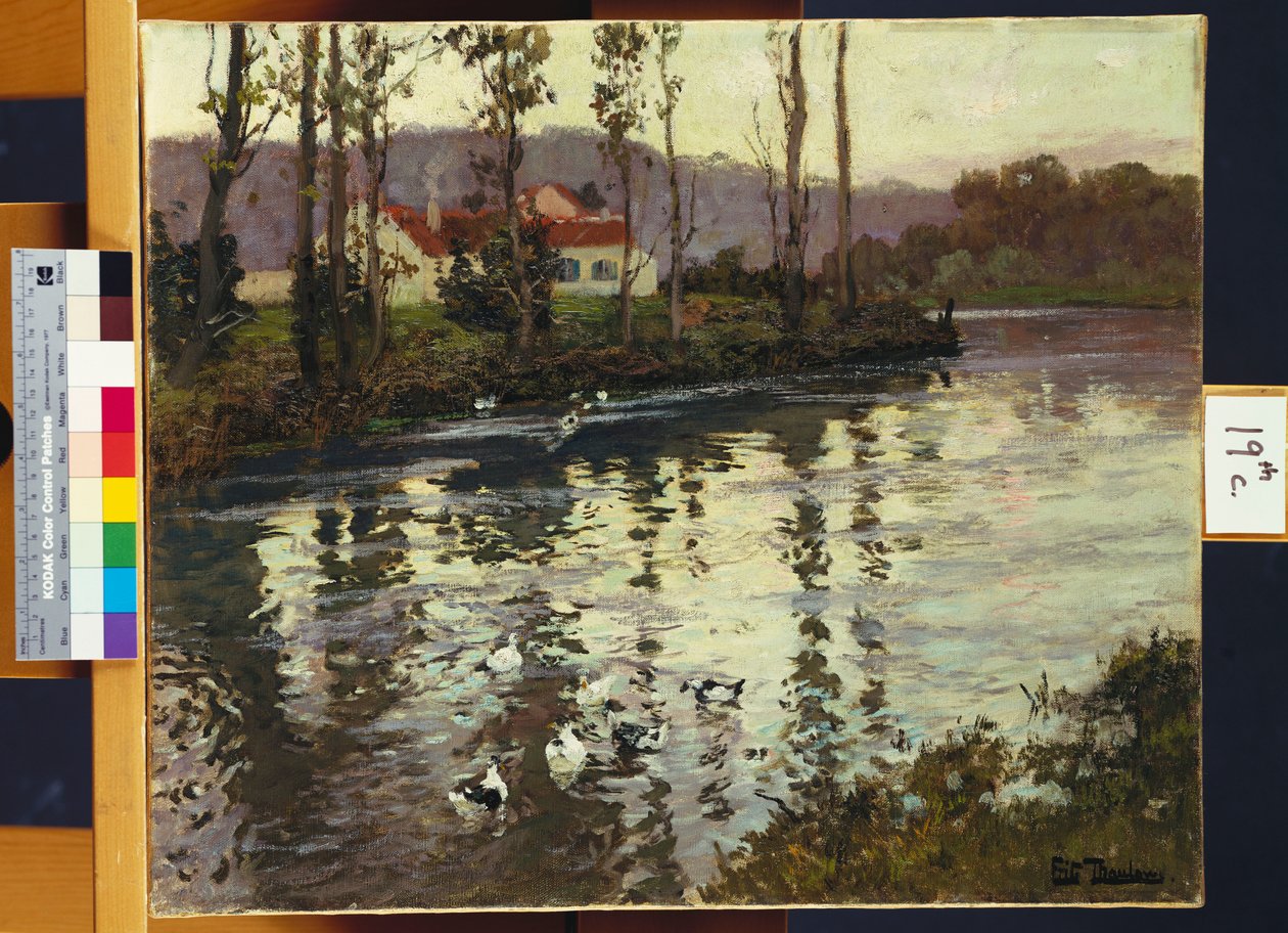 Paesaggio fluviale con anatre da Frits Thaulow