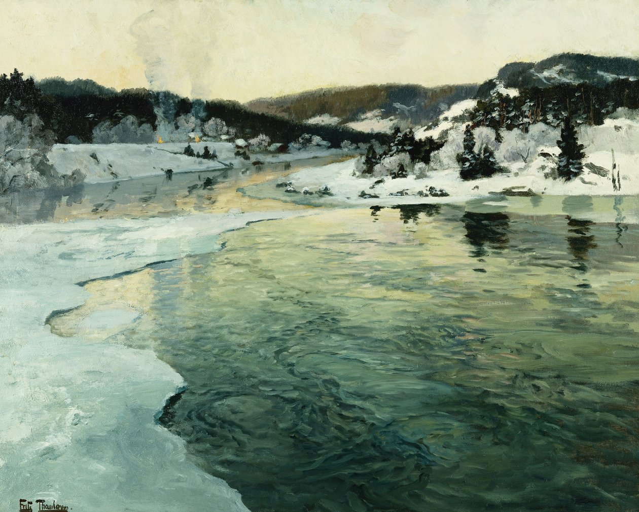 Inverno sul Fiume Mesna vicino a Lillehammer da Frits Thaulow