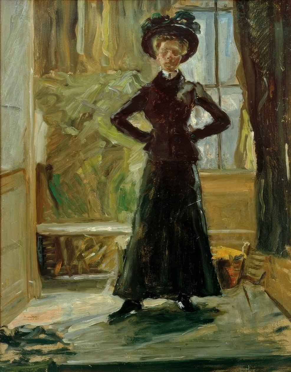 Ritratto della figlia in costume nero da Fritz von Uhde