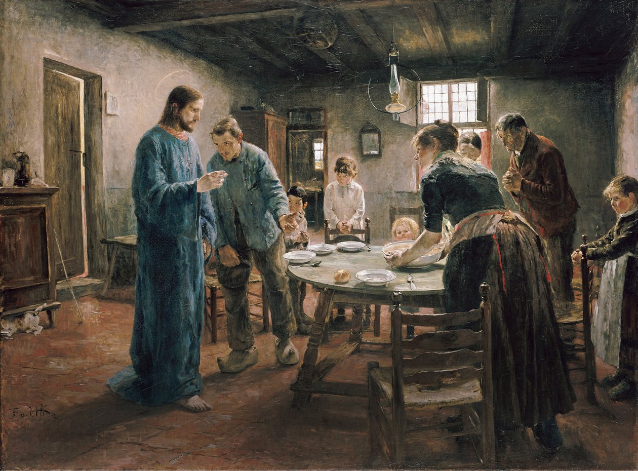 Preghiera prima del pasto da Fritz von Uhde