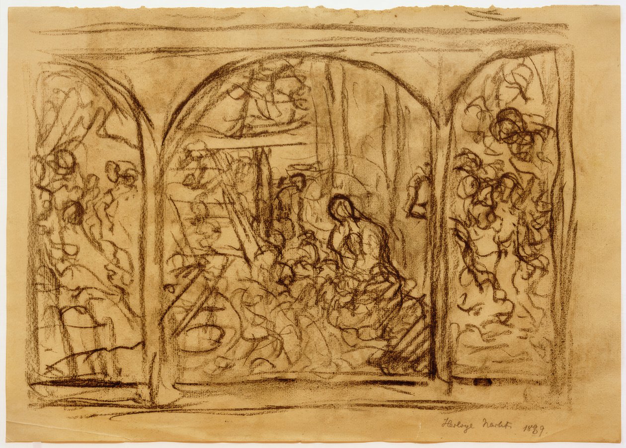 Schizzo compositivo "La notte santa" da Fritz von Uhde