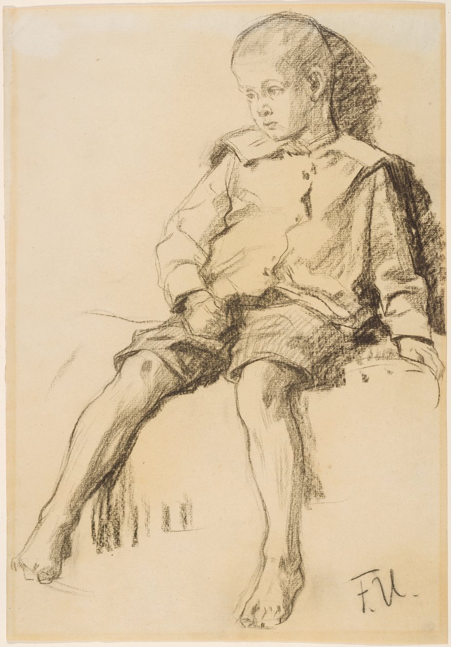 Ragazzo seduto con le gambe nude da Fritz von Uhde