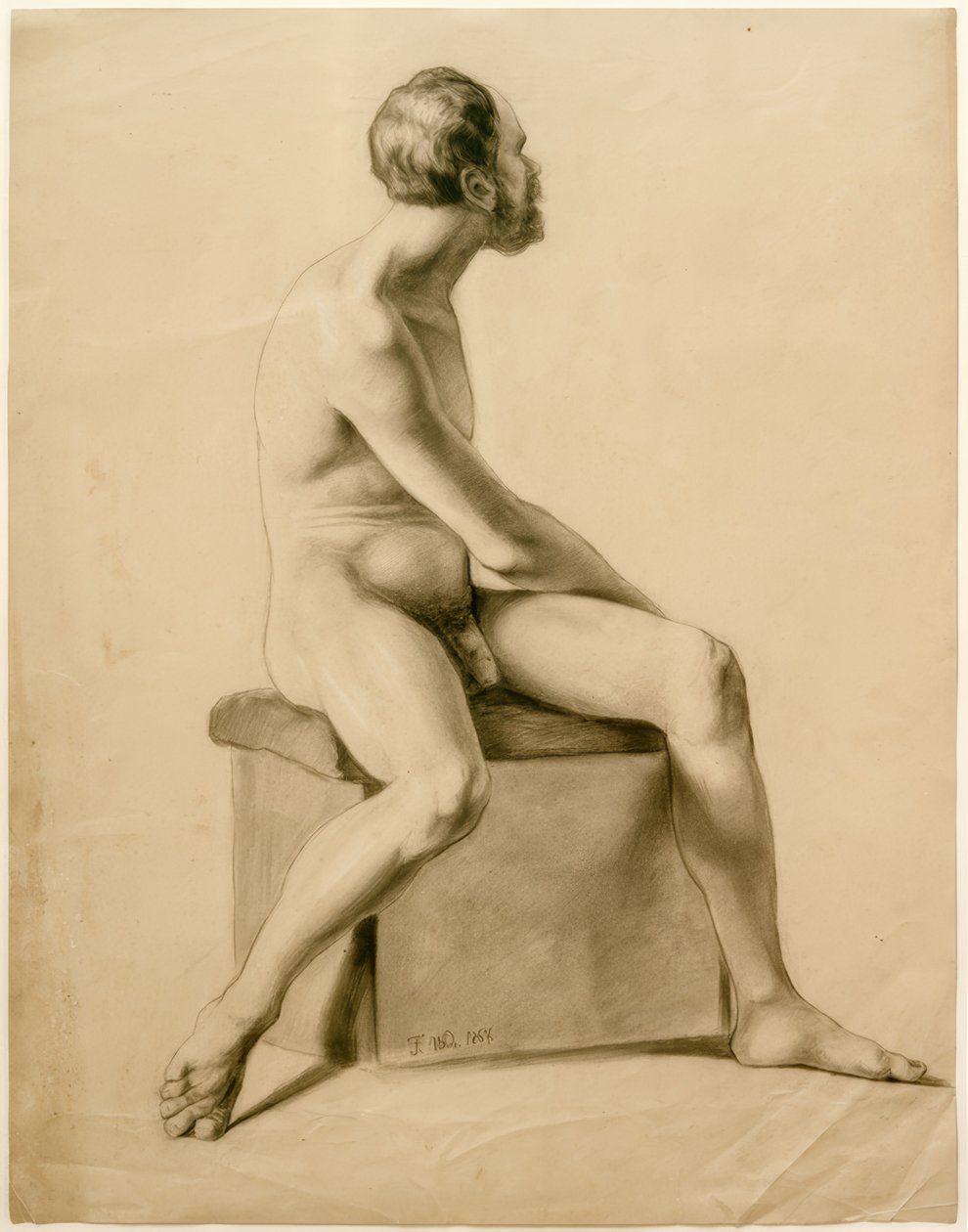 Nudo maschile seduto da Fritz von Uhde