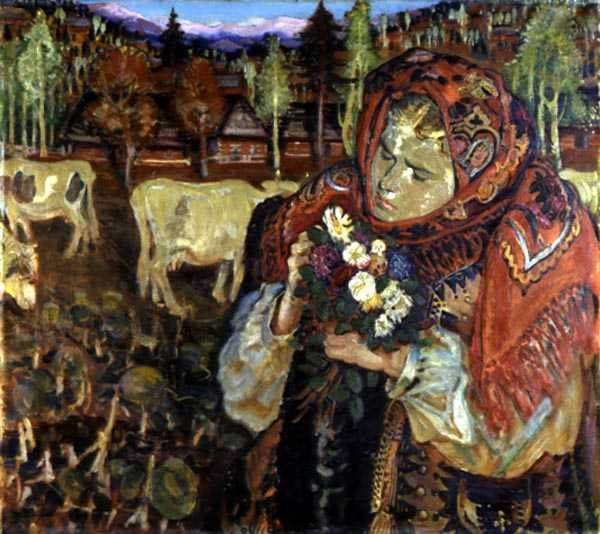 Giovane ragazza con fiori da Fryderyck Pautsch