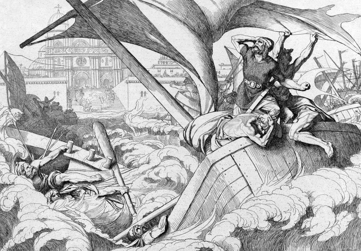 La distruzione della flotta russa a Costantinopoli, prima del 1839 da Fyodor Antonovich Bruni