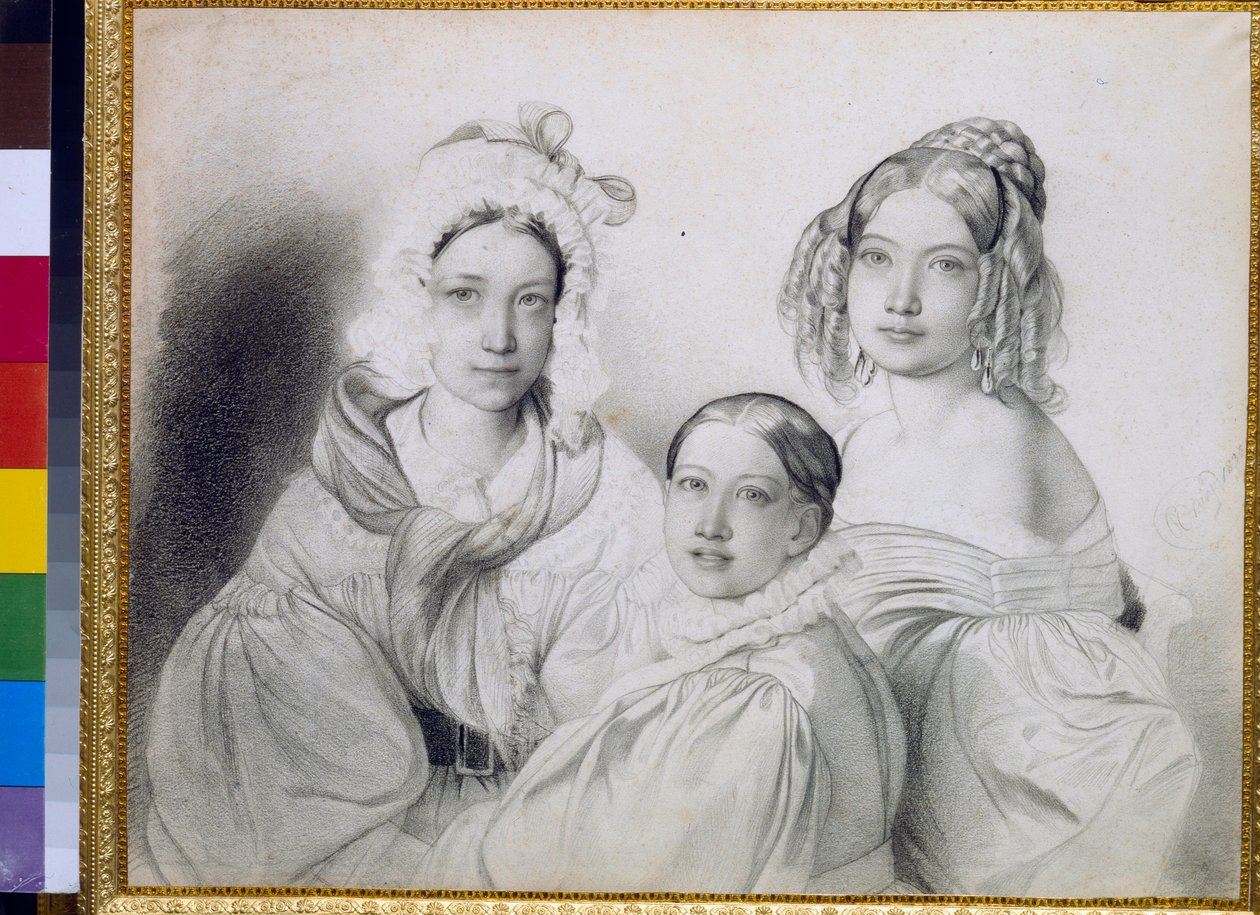 Ritratti delle contesse Praskovia, Nadezhda e Maria, figlie del principe russo Piotr Viazemski da Fyodor Bruni