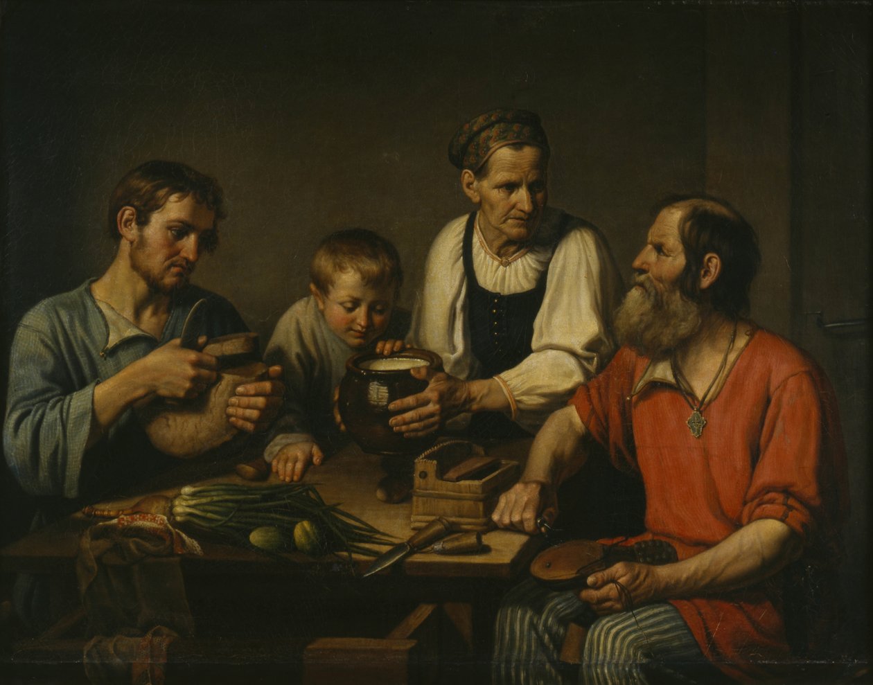 Famiglia di contadini prima di cena, 1824 da Fyodor Grigoryevich Solntsev