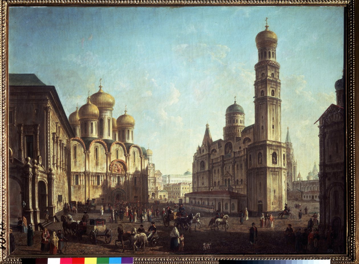 La piazza della cattedrale nel Cremlino di Mosca. Dipinto di Fyodor Yakovlevich Alexeev (1753-1824) da Fyodor Yakovlevich Alexeev