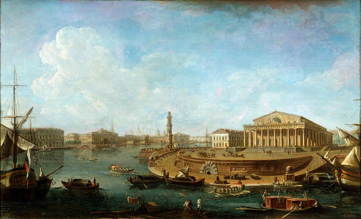 Borsa e Ammiragliato visti dalla Fortezza di Pietro e Paolo, San Pietroburgo, 1810 da Fyodor Yakovlevich Alexeev