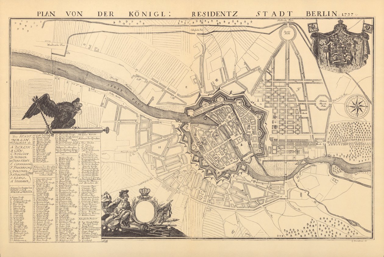 Mappa di Berlino, 1737 da G. Dusableau