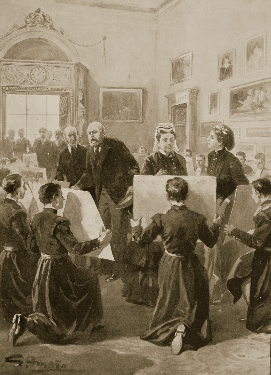 Ragazzi di Bluecoat che mostrano i loro disegni alla Regina Vittoria a Buckingham Palace, 3 aprile 1873, da 