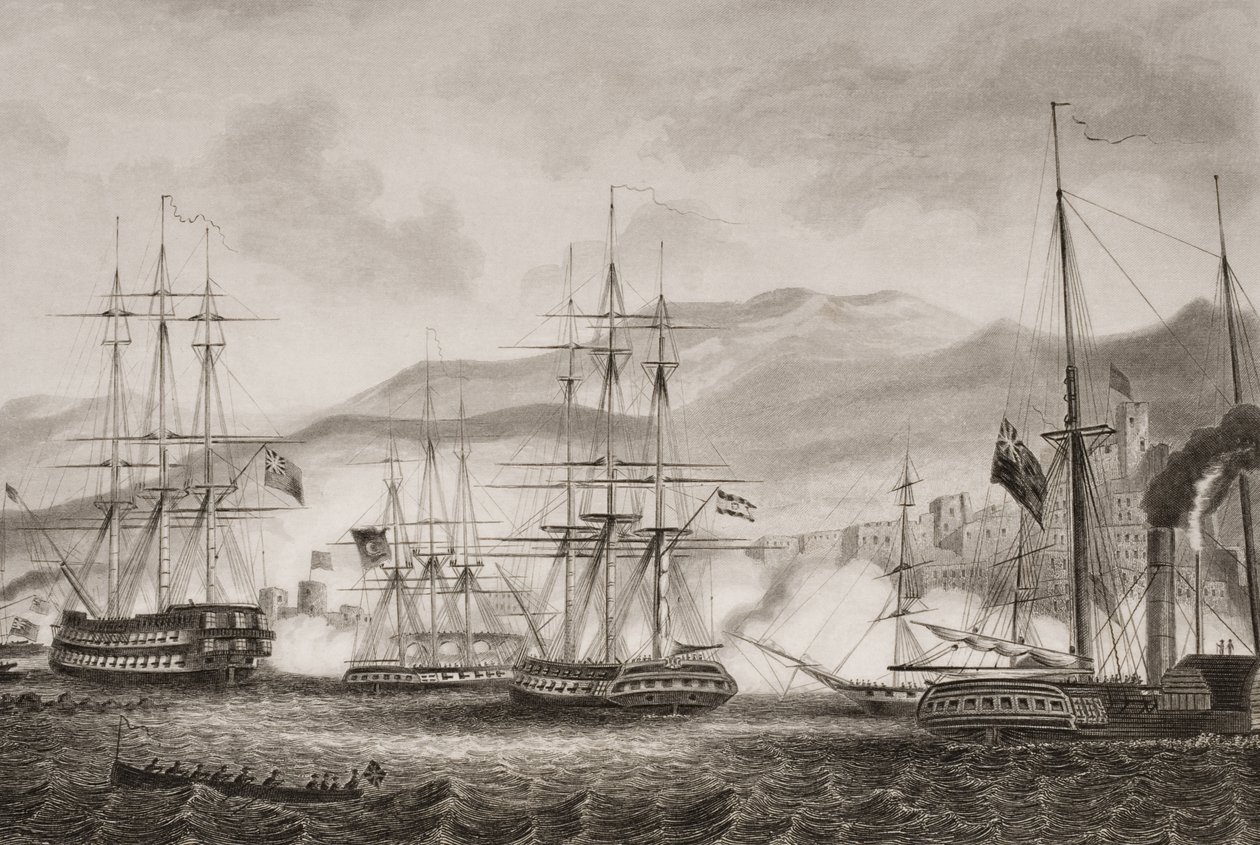 Attacco a Sidone da parte del Commodoro Charles Napier, settembre 1840, illustrazione da 