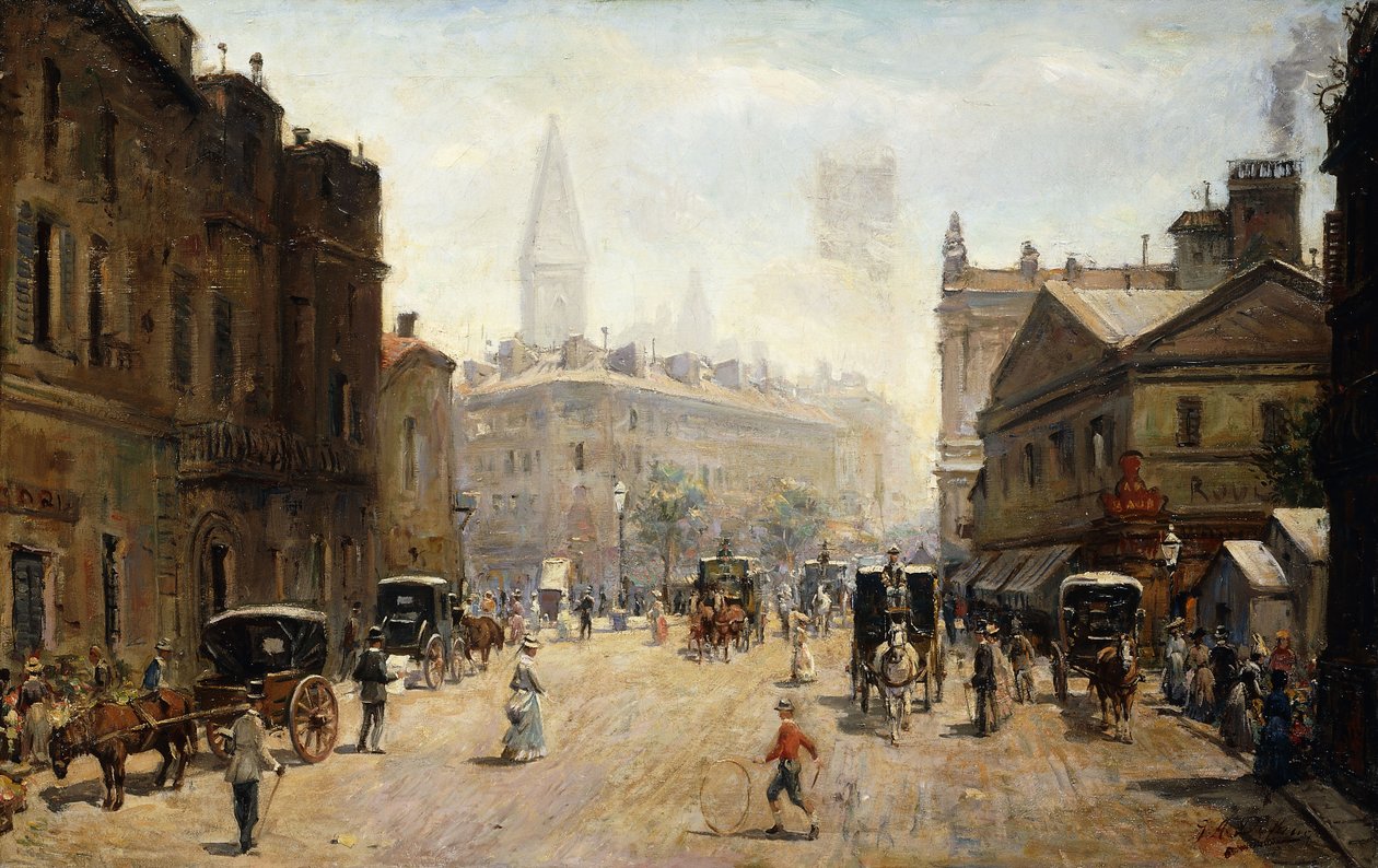 Scena di strada affollata da G. A. Dufaug