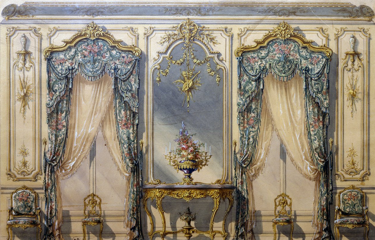 Design di decorazione in stile Rococò per soggiorno da G. Felix Lenoir