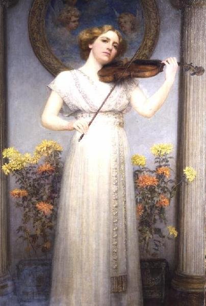 Studio di ritratto (donna che suona il violino) da G. Grenville Manton