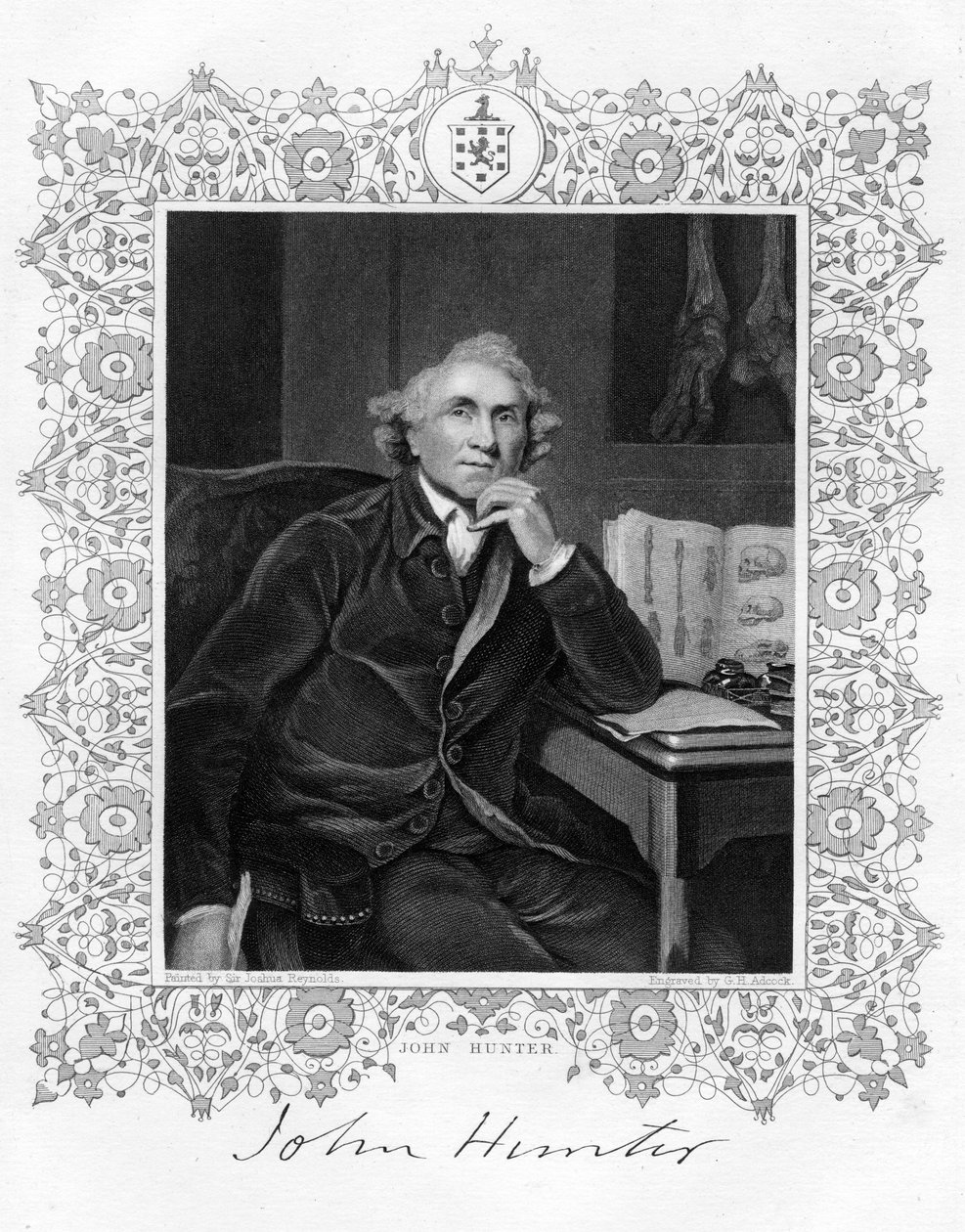 John Hunter 1728-1793, chirurgo scozzese, XIX secolo da G. H. Adcock