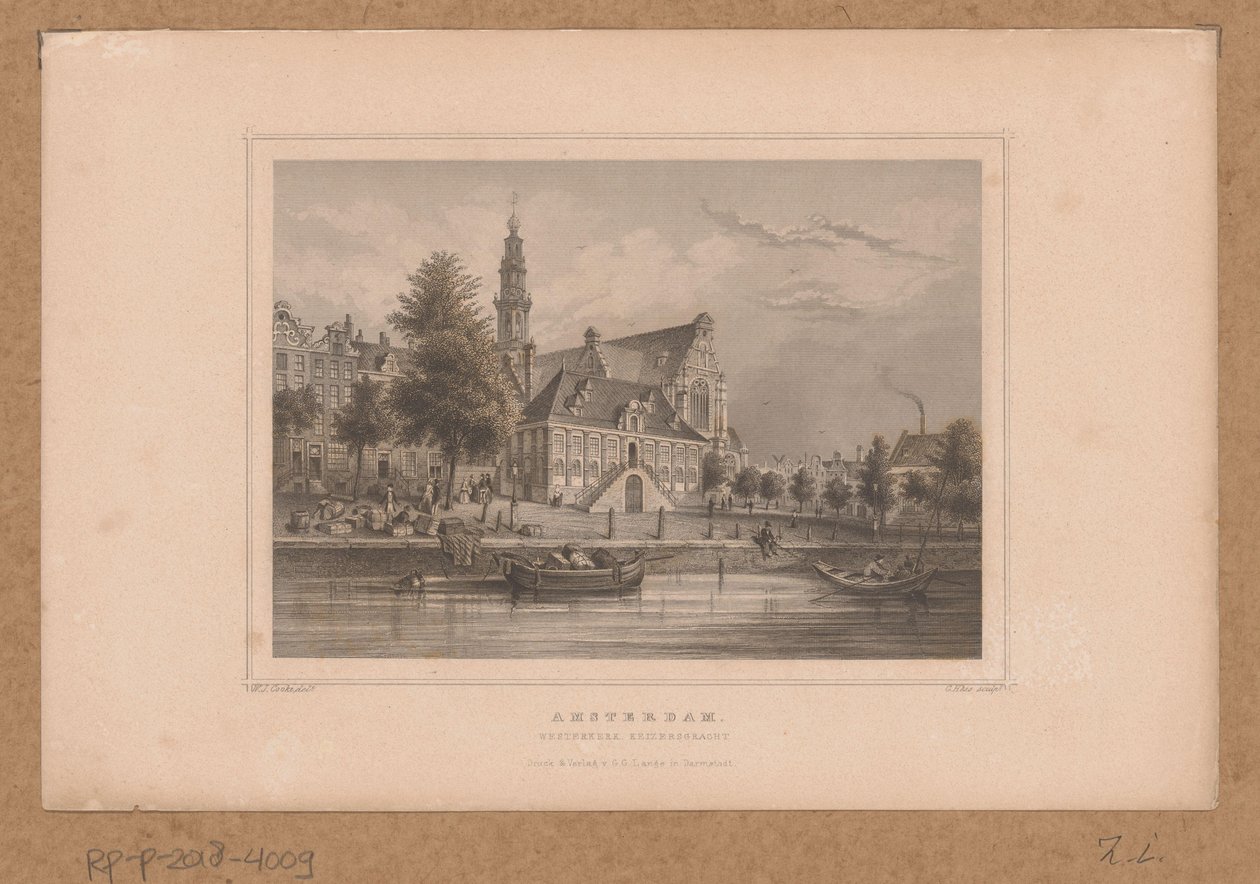 Veduta della Westerkerk di Amsterdam dal Keizersgracht (Amsterdam, Westerkerk Keizersgracht) da G. Hess
