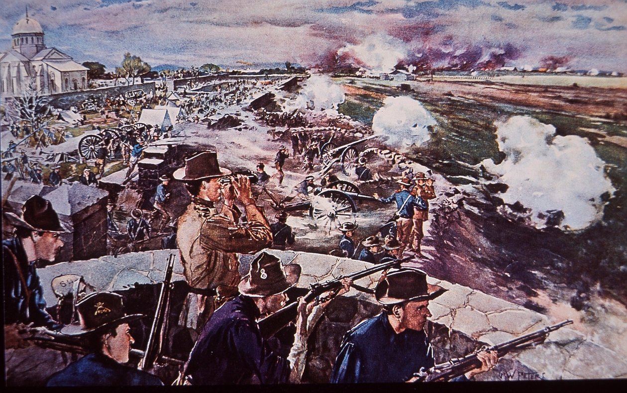 Guerra ispano-americana 1898, artiglieria americana in azione nelle Filippine da G. W. Peters