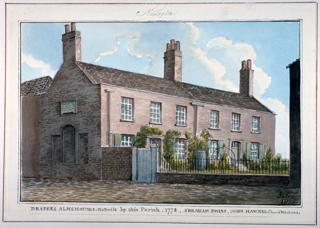 Case di riposo dei Drapers, New Kent Road, Southwark, Londra, 1825 da G Yates