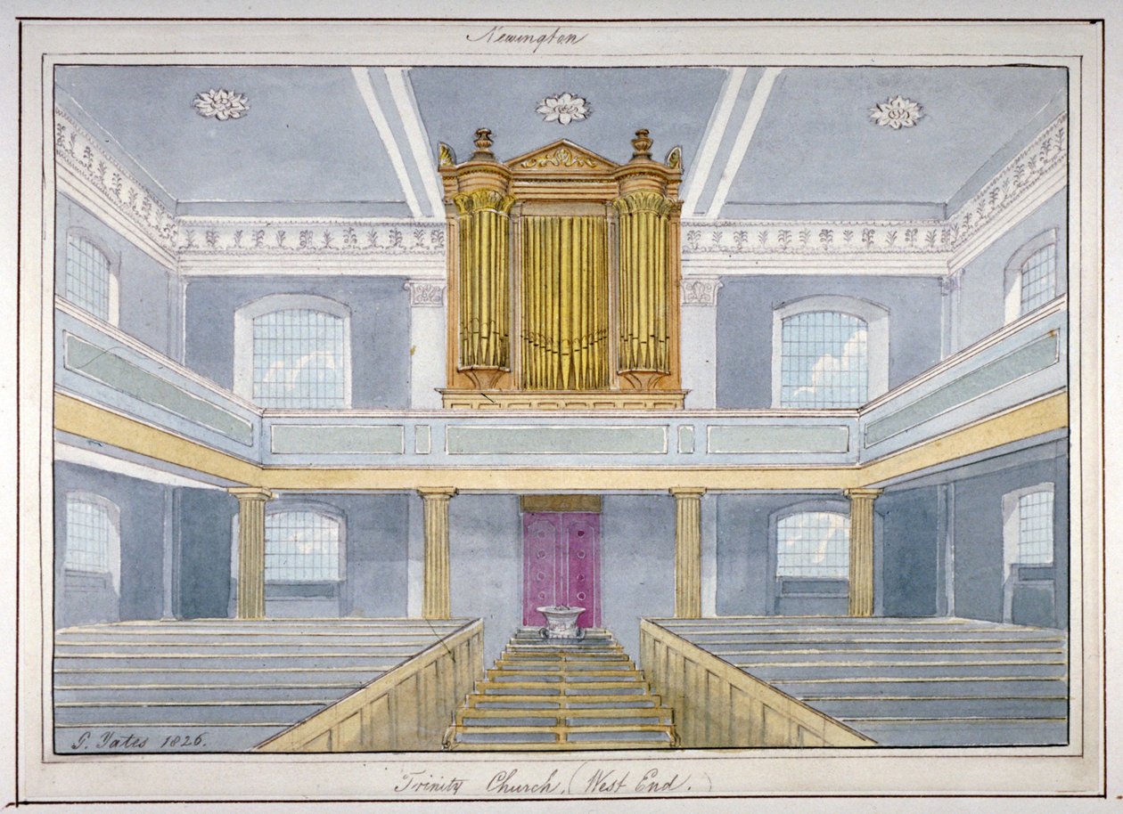 Interno della Chiesa della Santissima Trinità, Newington, Southwark, Londra, 1826 da G Yates