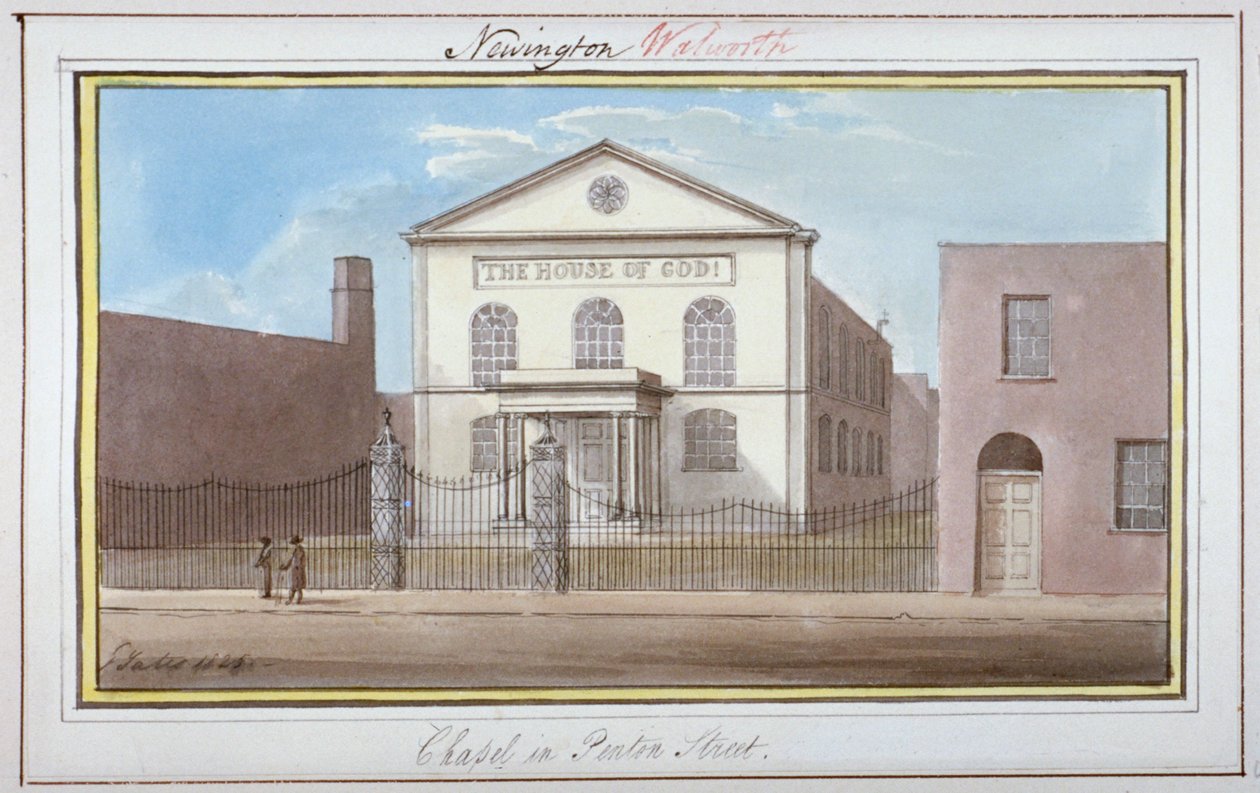 Veduta della cappella in Penton Street, Southwark, Londra, 1825 da G Yates