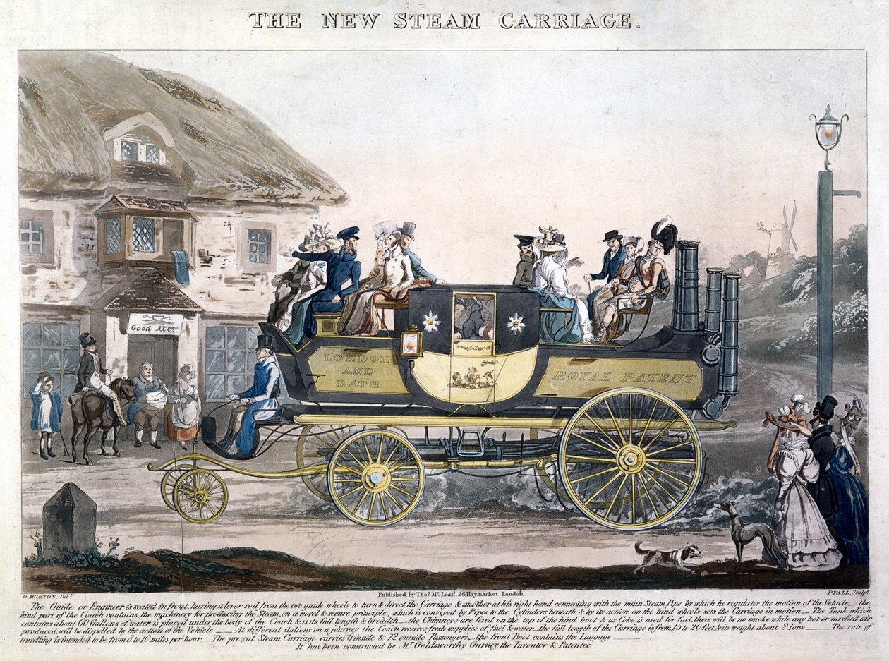 La nuova carrozza a vapore, incisa da Henry Pyall (1795-1833) 1827 da G. after Morton