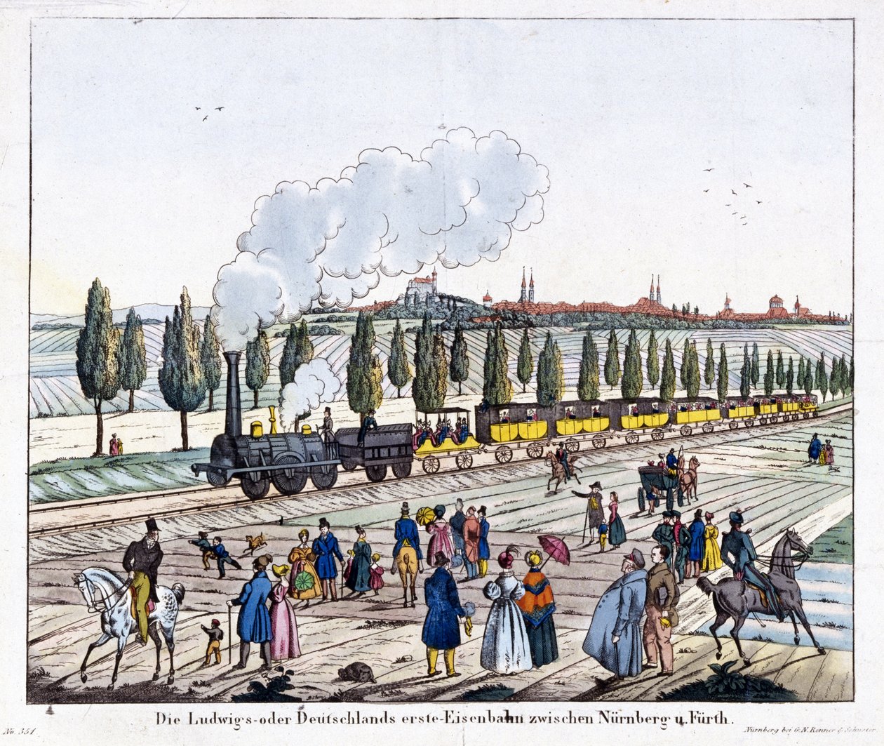 Apertura della ferrovia Norimberga-Furth, 7 dicembre 1835 da G. after Renner