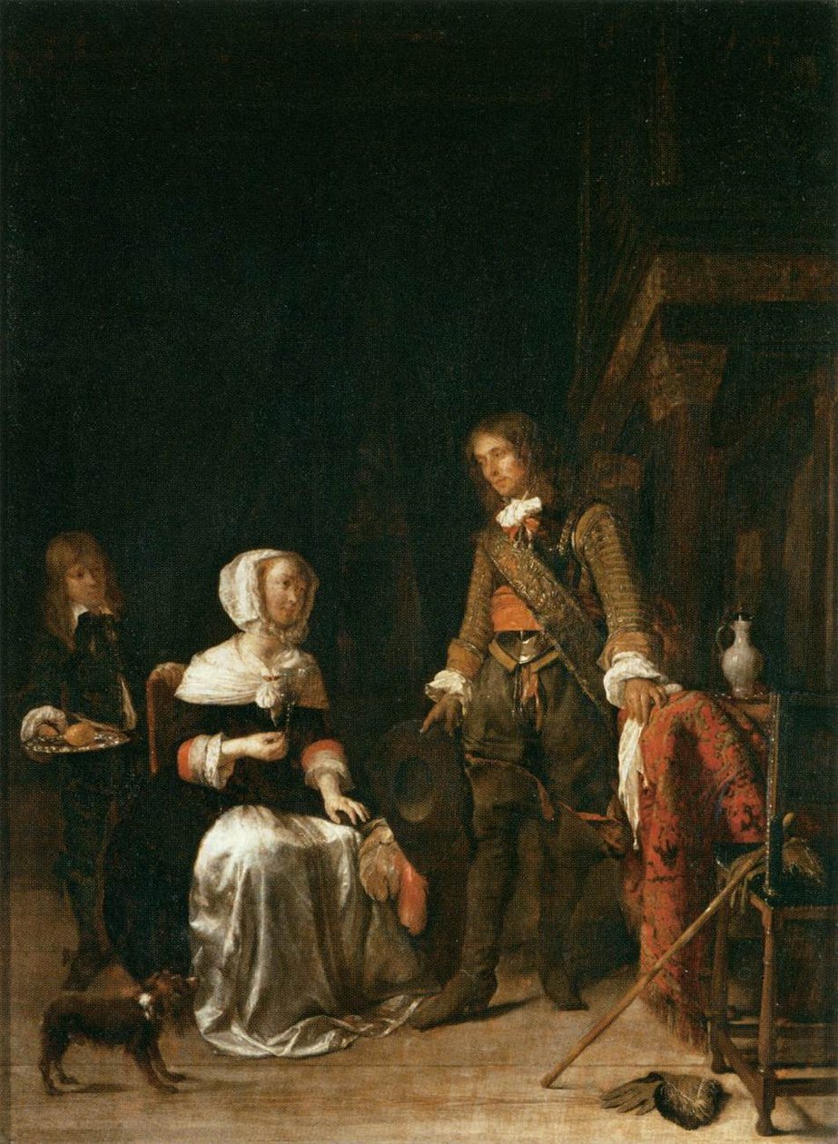 Soldato in visita a una giovane donna da Gabriel Metsu