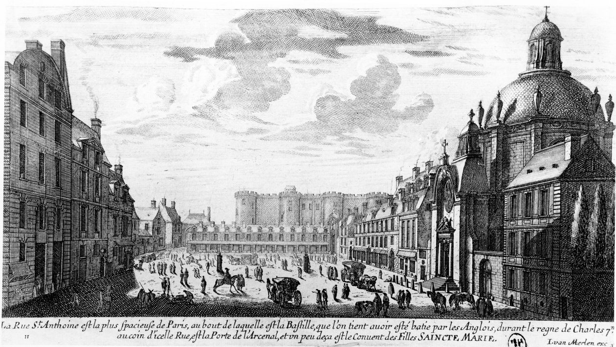 Rue St. Antoine, la Bastiglia e il Convento delle Visitandine, Parigi, c.1660-70 da Gabriel Perelle