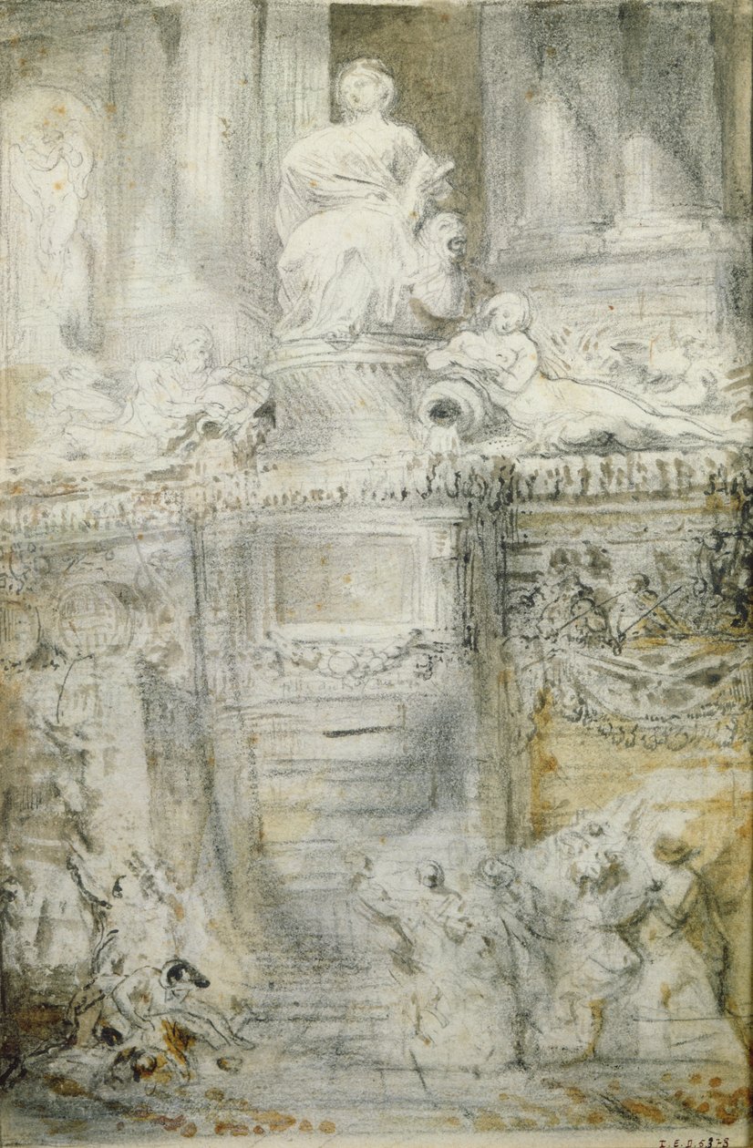 La Fontana in Rue de Grenelle, 1777 da Gabriel de Saint Aubin