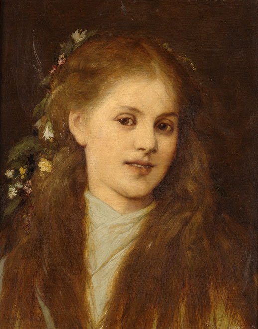 Ragazza con capelli decorati di fiori da Gabriel von Max