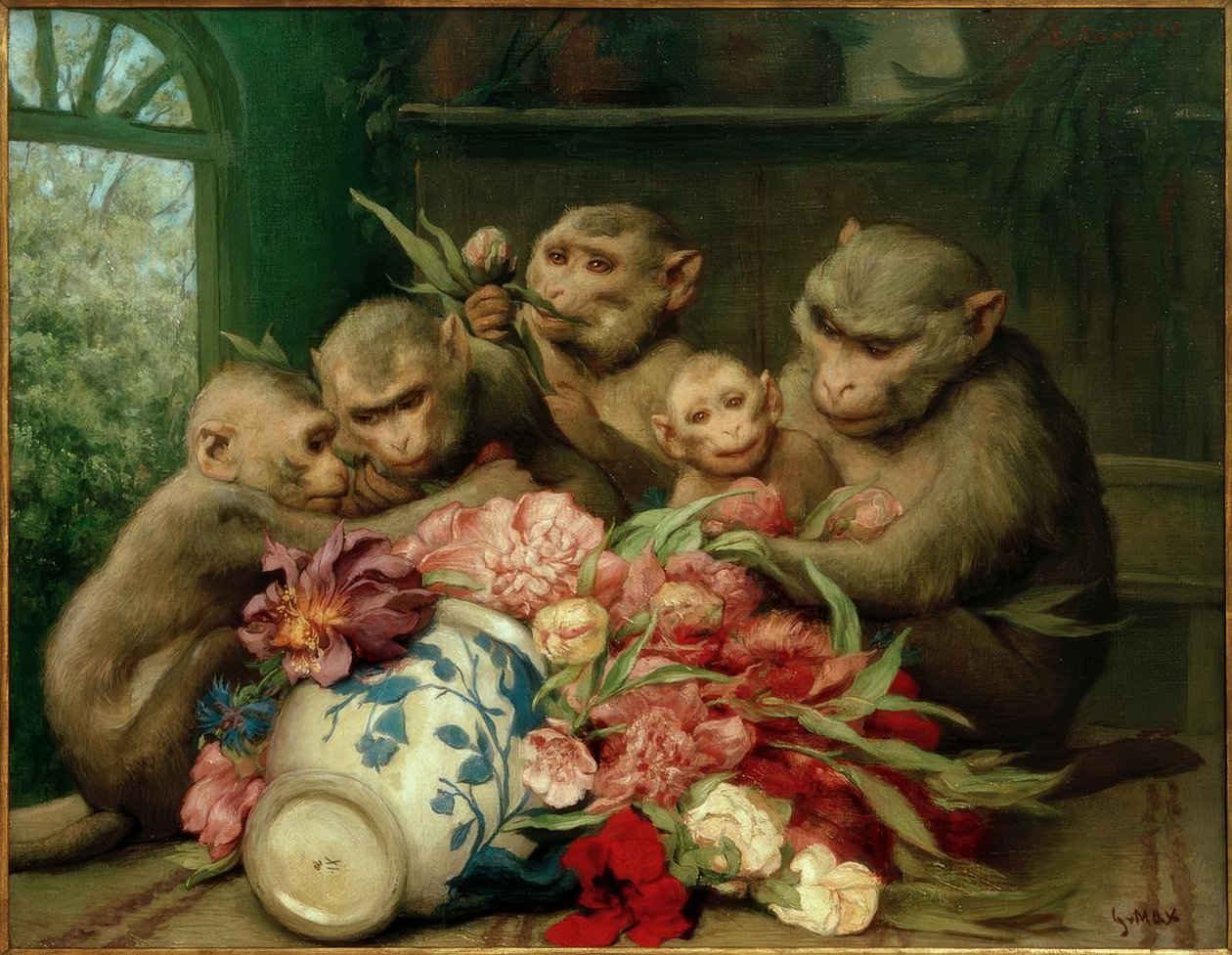 Botanico (Scimmie con vaso di fiori) da Gabriel Cornelius Ritter von Max