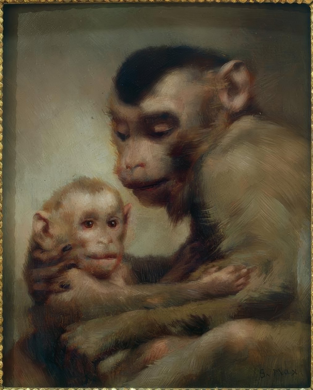 Madre con bambino (Scimmie) da Gabriel Cornelius Ritter von Max