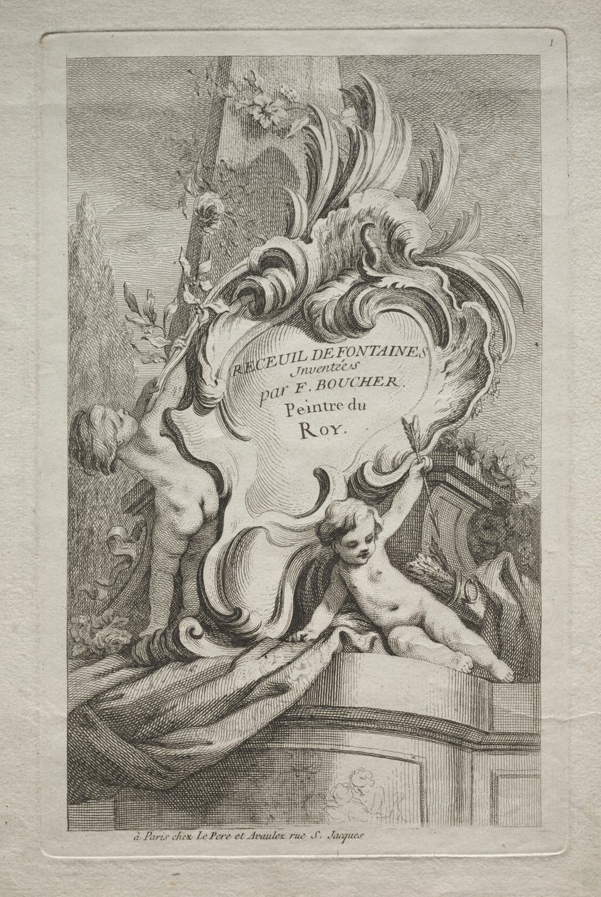 Libro delle Fontane: No. 1, Pagina del Titolo da Gabriel Huquier