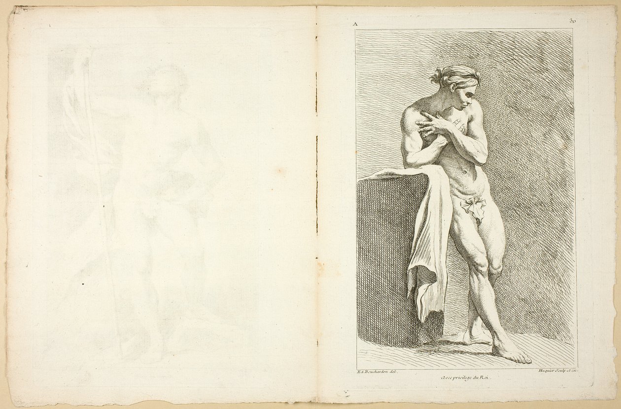 Figura (recto e verso), dal Premier livre de figures d’Academies gravées en Partie par les Professeurs de l’Académie Royale da Gabriel Huquier