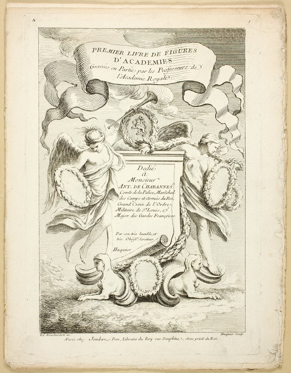 Figura (recto e verso), dal Premier livre de figures d’Academies gravées en Partie par les Professeurs de l’Académie Royale da Gabriel Huquier
