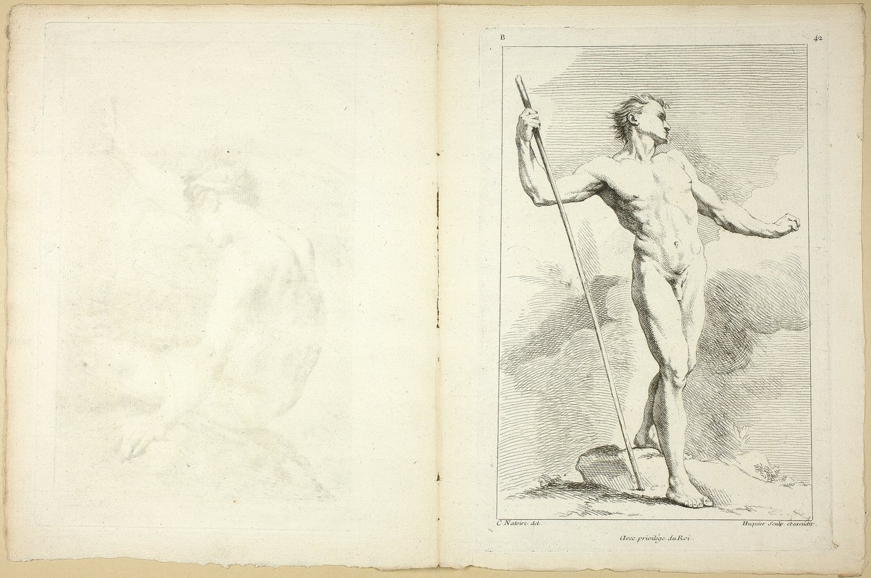 Figura (recto e verso), dal Seconde livre de figures d’Academies gravées en Partie par les Professeurs de l’Académie Royale da Gabriel Huquier