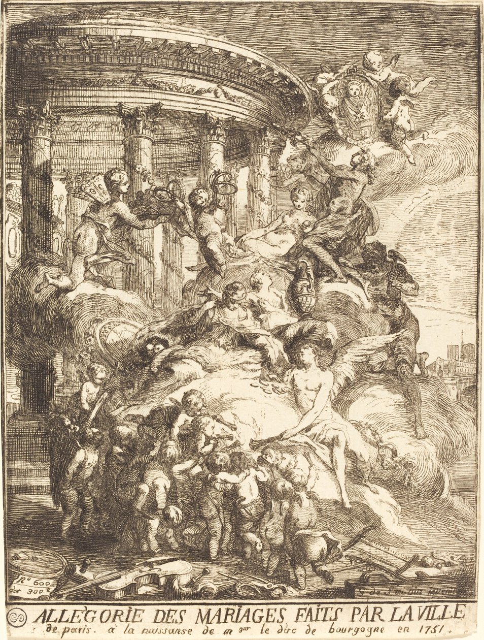 Allegoria dei matrimoni fatti dalla città di Parigi alla nascita del Duca di Borgogna da Gabriel Jacques de Saint Aubin