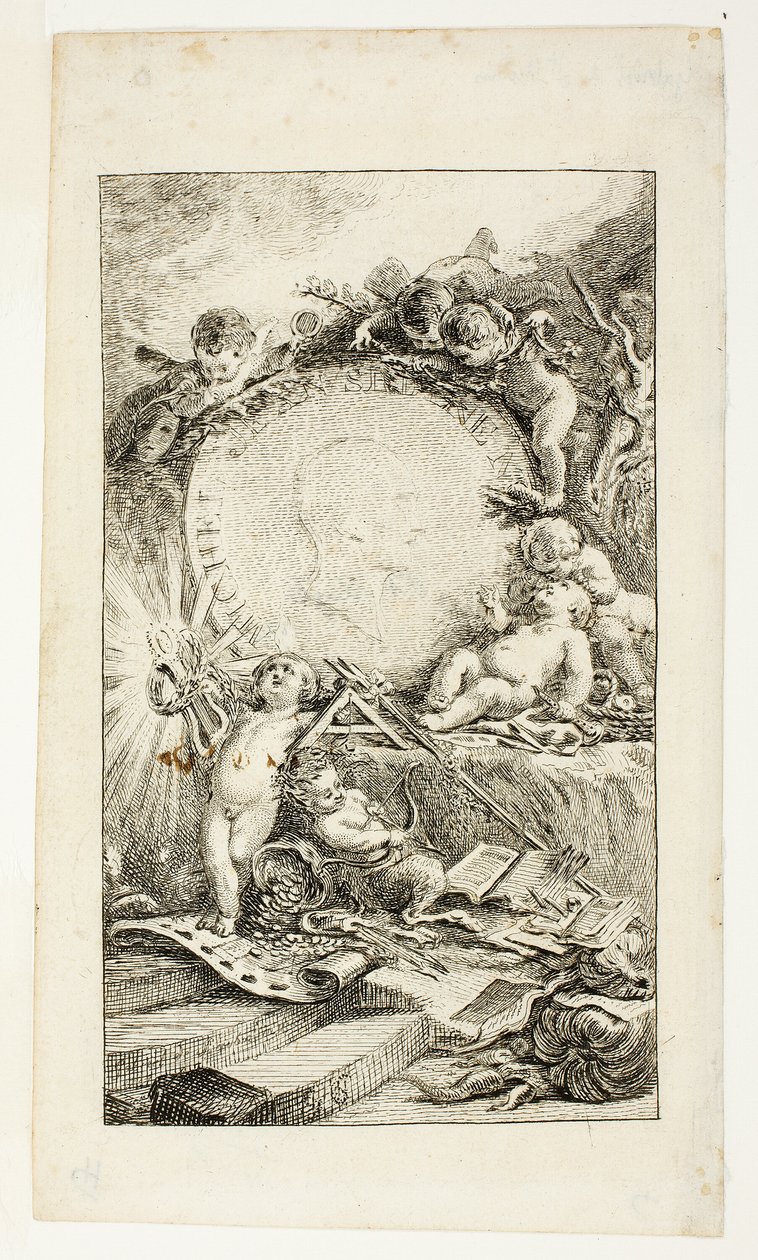 Frontespizio, tavola uno da Recueil de Poésies de Sedaine da Gabriel Jacques de Saint Aubin