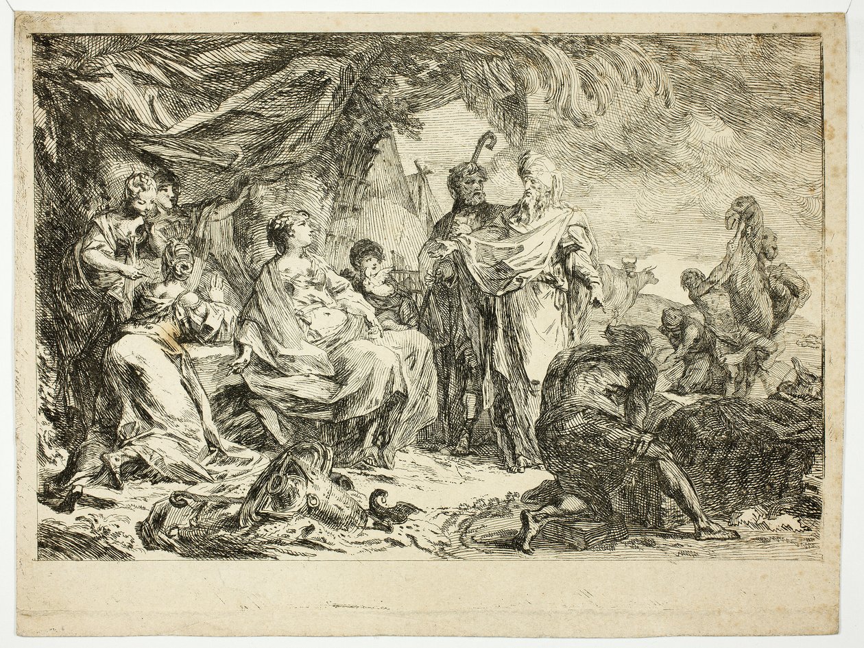 Laban Cerca i suoi Dei Domestici da Gabriel Jacques de Saint Aubin