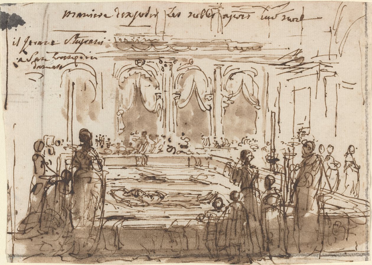 Maniere di esporre i nobili dopo la loro morte da Gabriel Jacques de Saint Aubin
