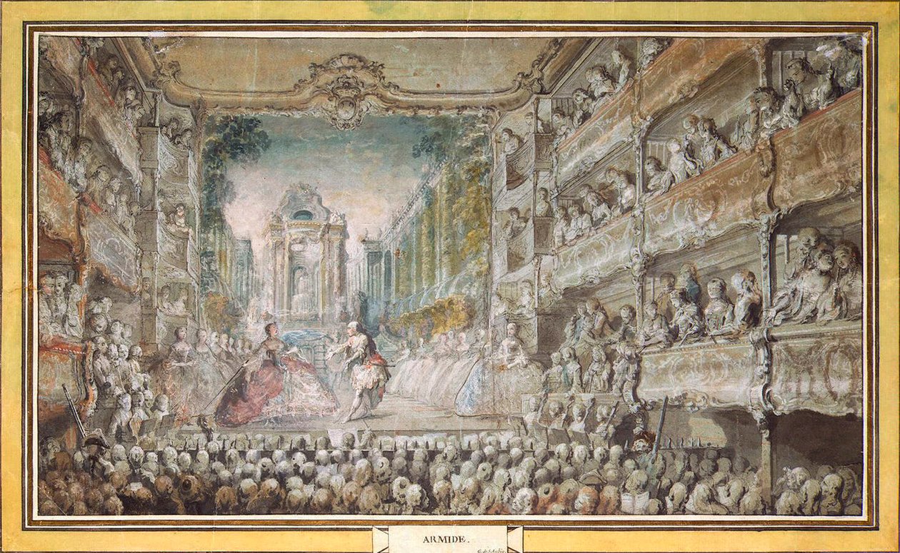 La rappresentazione di Armida nel vecchio auditorium del teatro dell