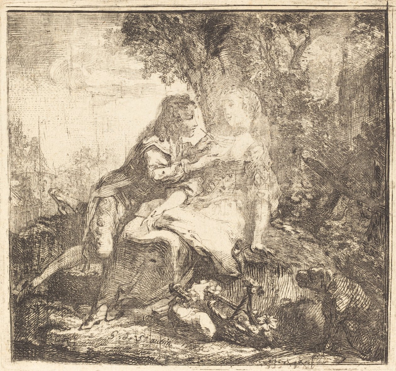 I due amanti (Les deux amants) da Gabriel Jacques de Saint Aubin