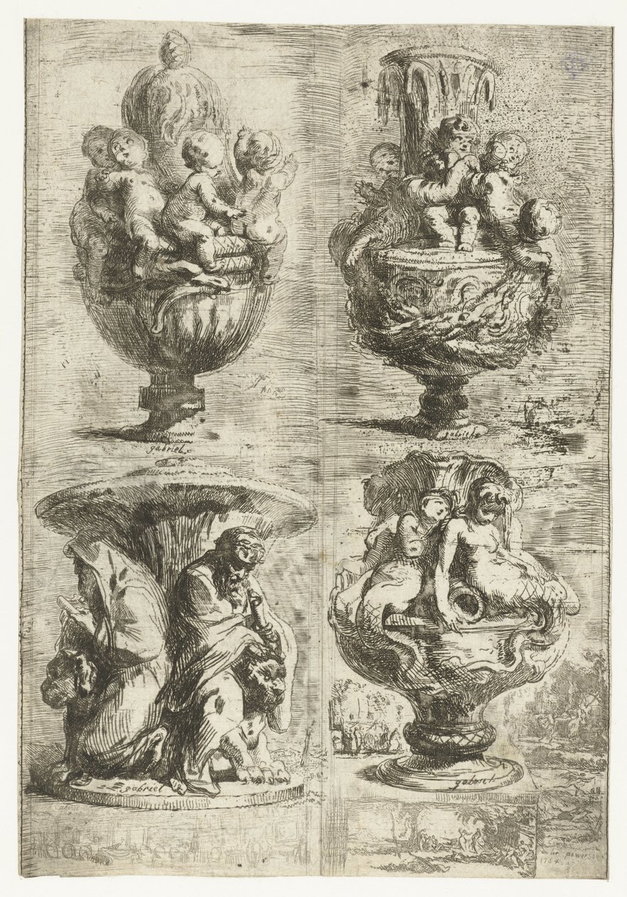 Quattro vasi da Gabriel Jacques de Saint Aubin