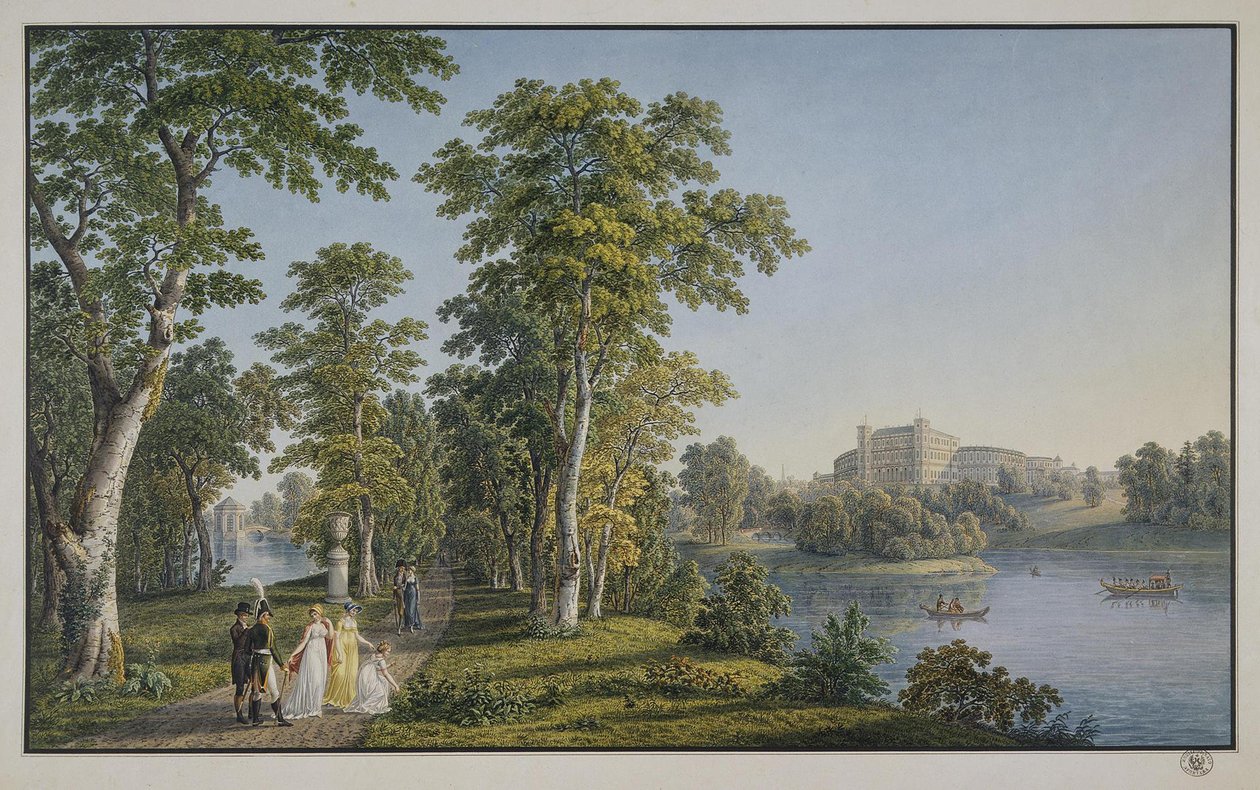 Vista del Palazzo di Gatchina dal Parco, 1753 da Gabriel Ludwig Lory the Elder